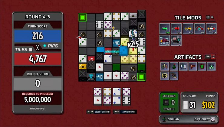 Dominocalypse ingeniously blends tile-pushing dominoes with roguelike and puzzle elements