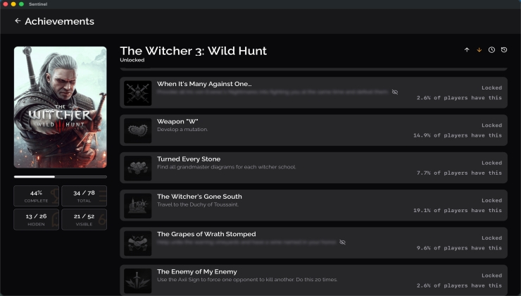 Sentinel is an achievement watcher for non-Steam games on Linux